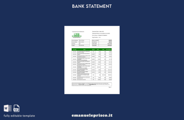 modello versione word dell'estratto conto bancario CRDB Tanzania stile verificat